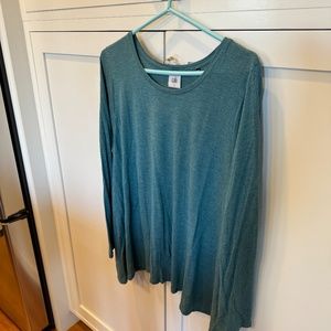 CAbi Heathered Teal Long Sleeve Swing Tee-Size XL